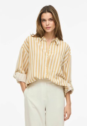 VILA VIPRISILLA L/S LOOSE SHIRT - NOOS - Blúzka so zapínaním na gombíky - amber gold