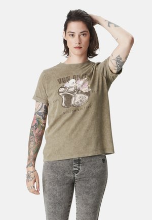 ROND ACID WASH ET PRINT DEVANT HELMET - T-shirt imprimé - vert