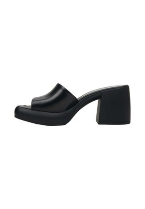 KLAPKI NATURALNEJ NA STABILNYM - Heeled mules - black