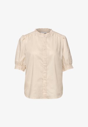 Street One Studio, KURZARM BLUSE MIT RUNDHALS UND RÜSCHEN - Overhemdblouse - stone sand
