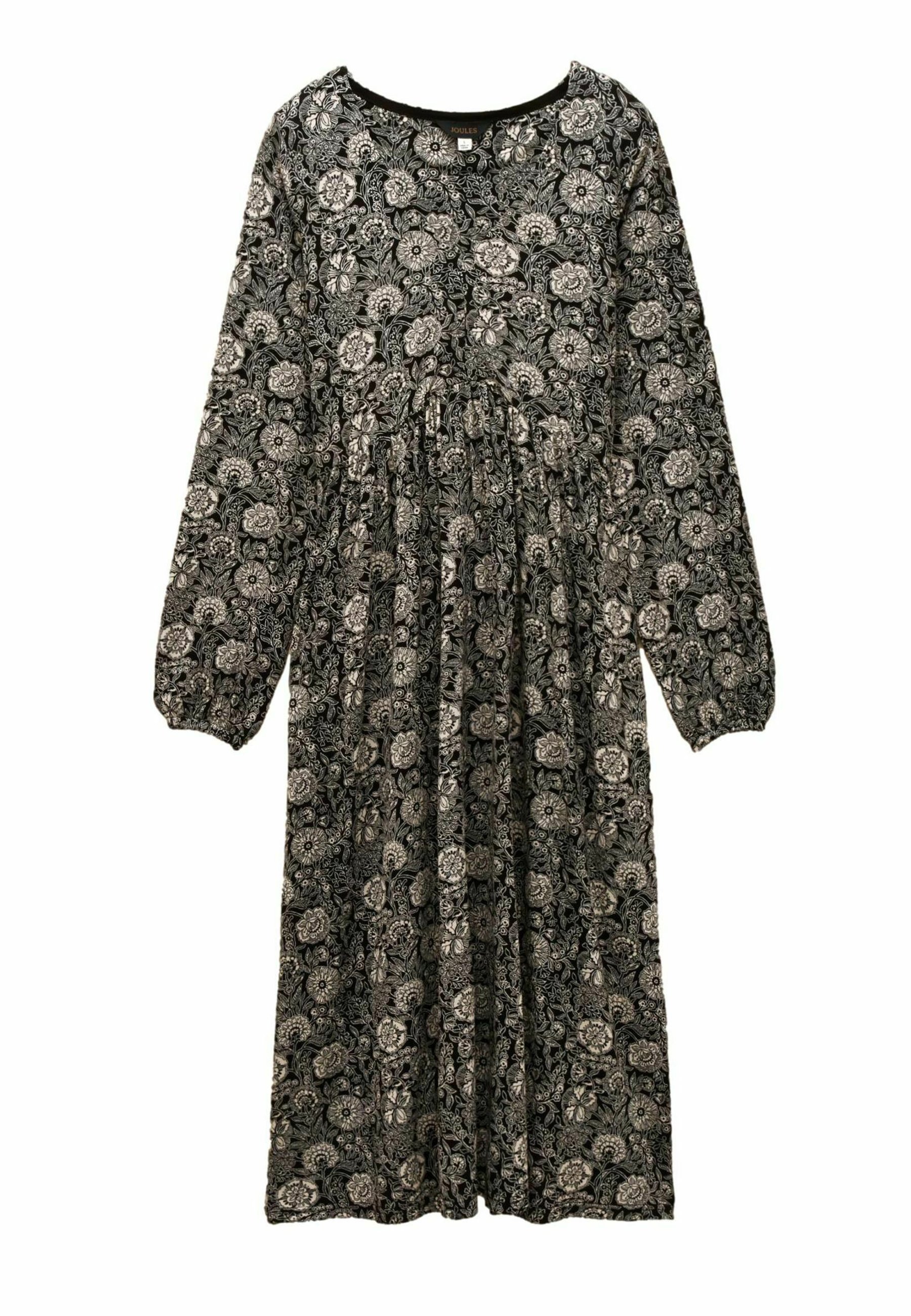 joules grey floral dress JOULES FELICIA GREY & PINK FLORAL 3/4 SLEEVE SHIFT DRESS SIZE 12 – Whispers  Dress Agency