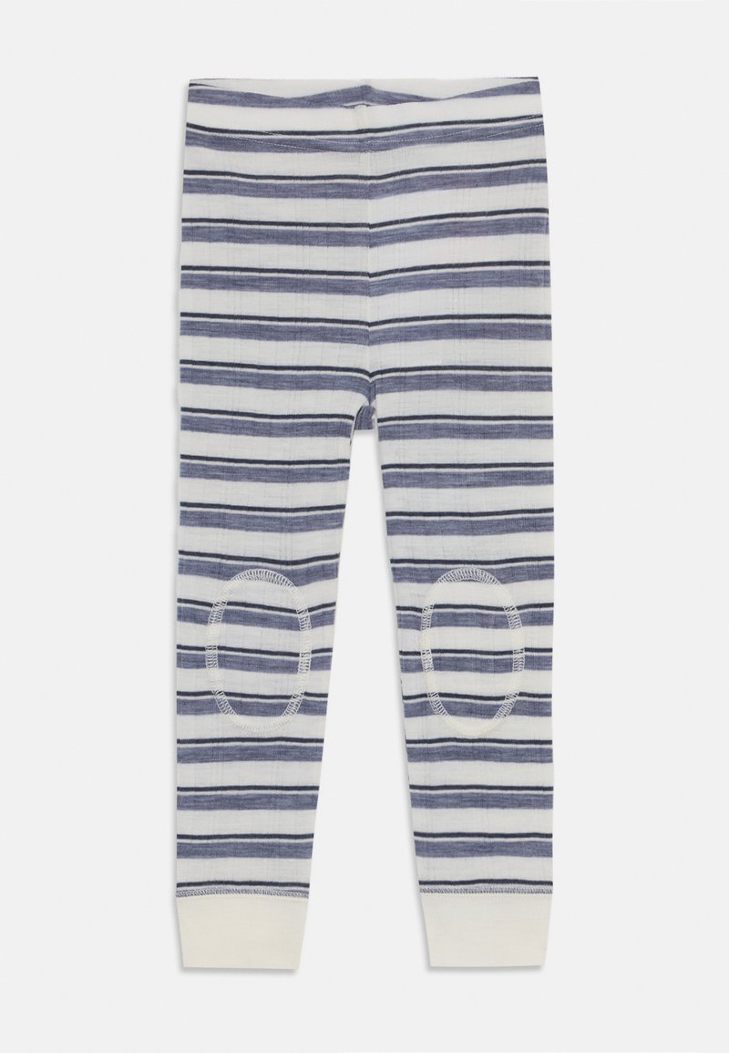 Stripete leggins i hvit og marineblå, med ribbet midje og kneputer. Mykt stoff og tettsittende design, med en stram ankelkant.