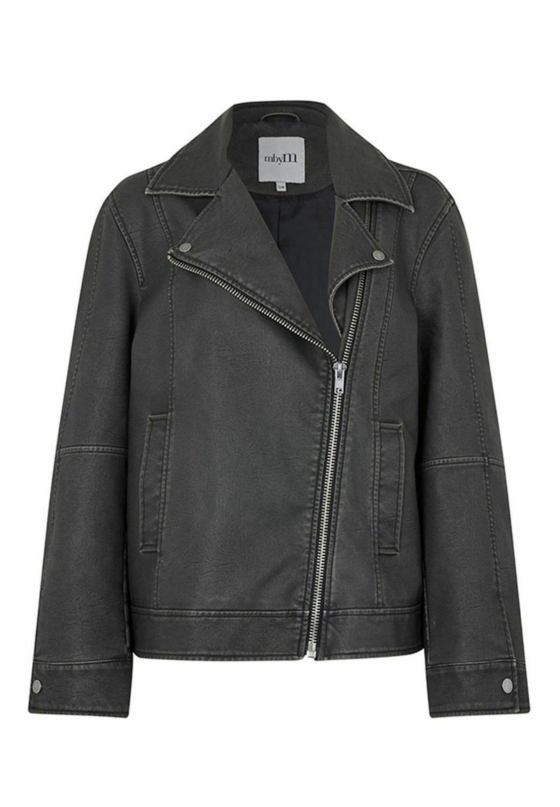 mbyM TIDUS - Kunstlederjacke - worn black/schwarz - Zalando.de