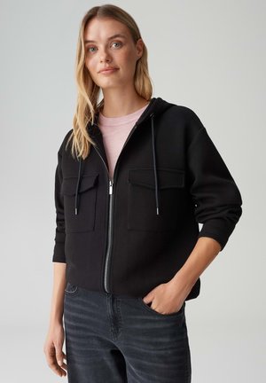 SMOOTH TOUCH OVAL SHAPE HOOD - Sweater met rits - black