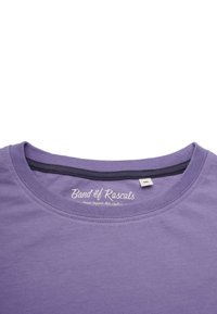 Purple cotton T-shirt with a crew neck, featuring a black inner neckband. The brand name "Band of Rascals" is printed in white on the front.