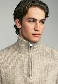 Next REGULAR FIT PREMIUM SOFT TOUCH QUARTER ZIP - Pulover - ecru white rib