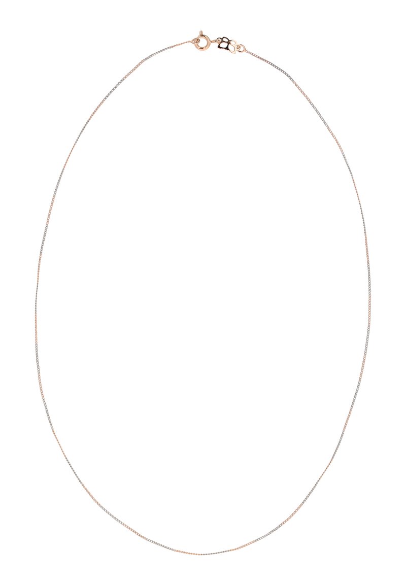 Ezüst és rose gold bevonatú fém lánc nyaklánc, vékony és finom, sima felülettel és homárkapoccsal.