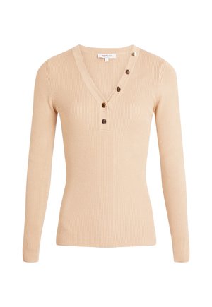 Morgan, MORGAN MORGAN FITTED V-NECK SWEATER - Maglione - marron clair