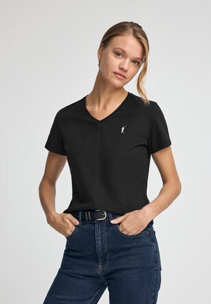 SHORT SLEEVE V NECK  - T-shirt basic - black