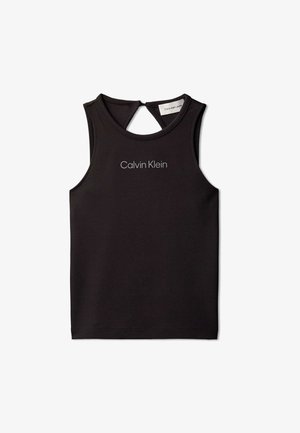 Czarny bezrękawnik Calvin Klein z okrągłym dekoltem i małym zapinaniem na plecach na zatrzask.