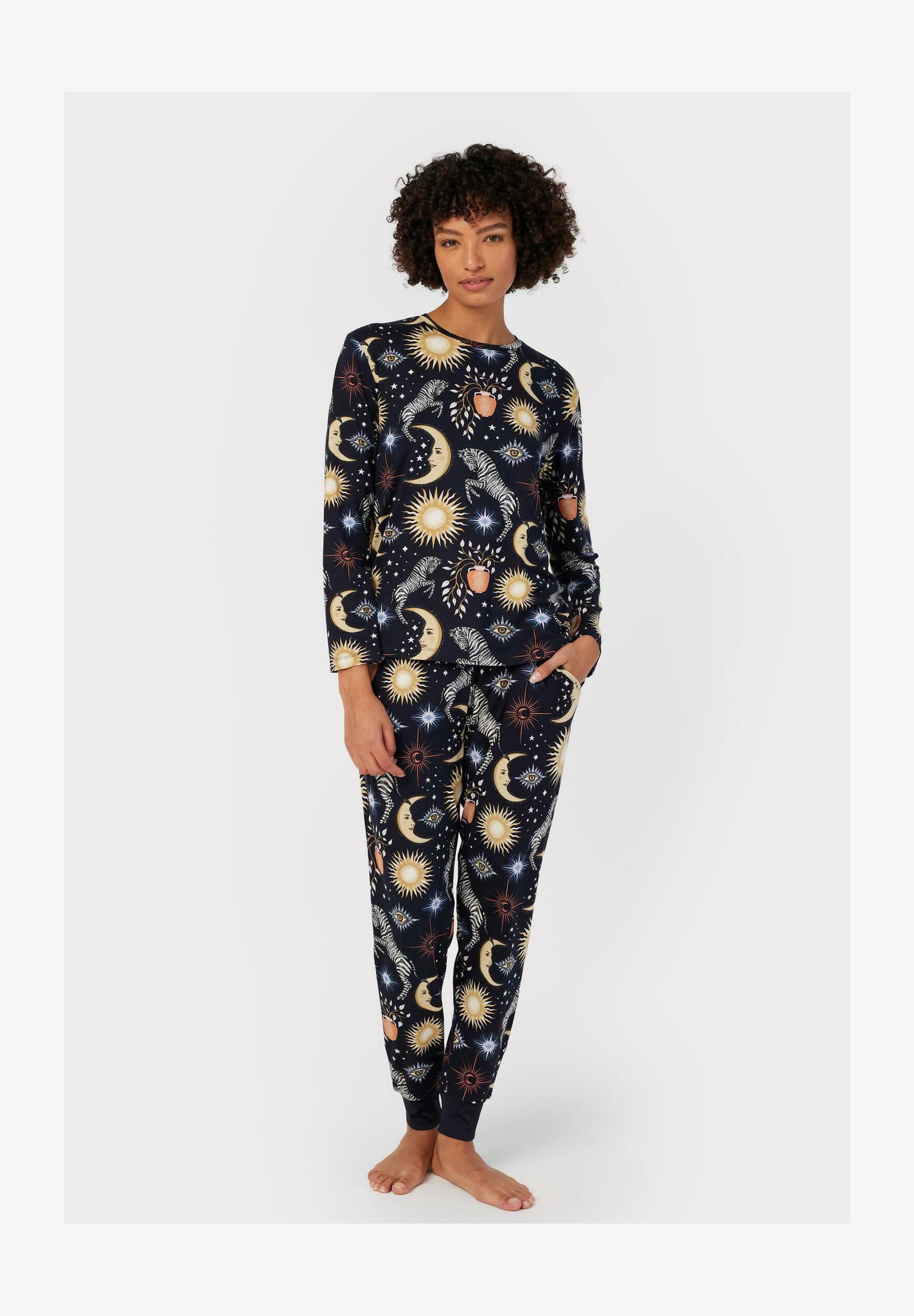 CALIDA Midnight Mushrooms – Pigiama Lungo Donna In Blu Lapislazzuli Con Stampa Funghi