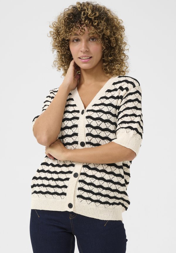 Strickjacke - salt pepper stripe