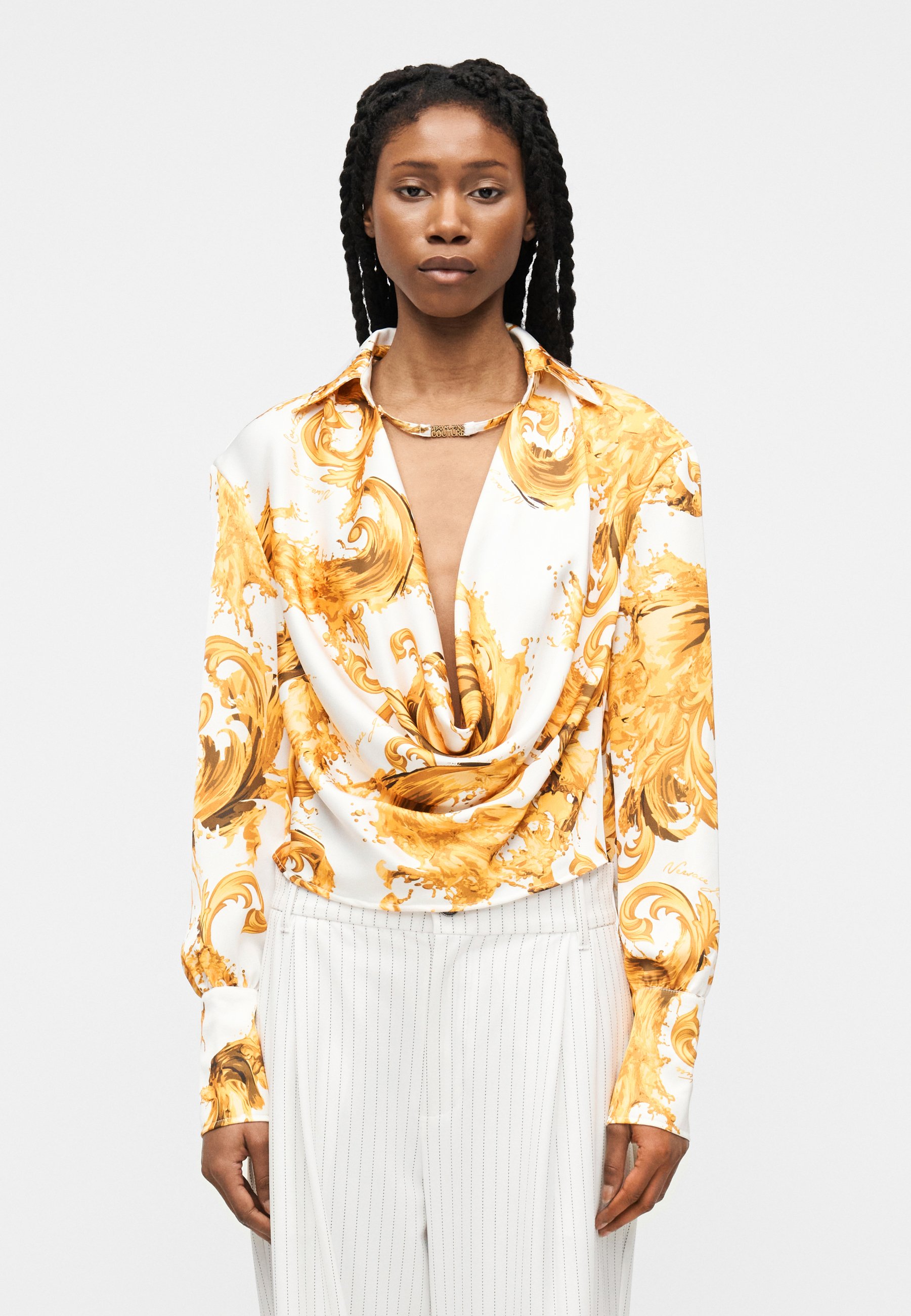 Versace Jeans Couture PLACHET - Blouse - white/gold-coloured/white