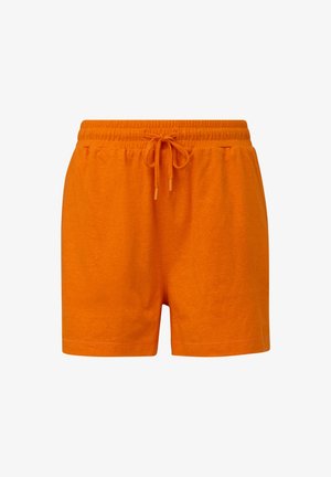 Lyse orange afslappede shorts med elastisk talje og justerbar snor, lavet af blødt stof.