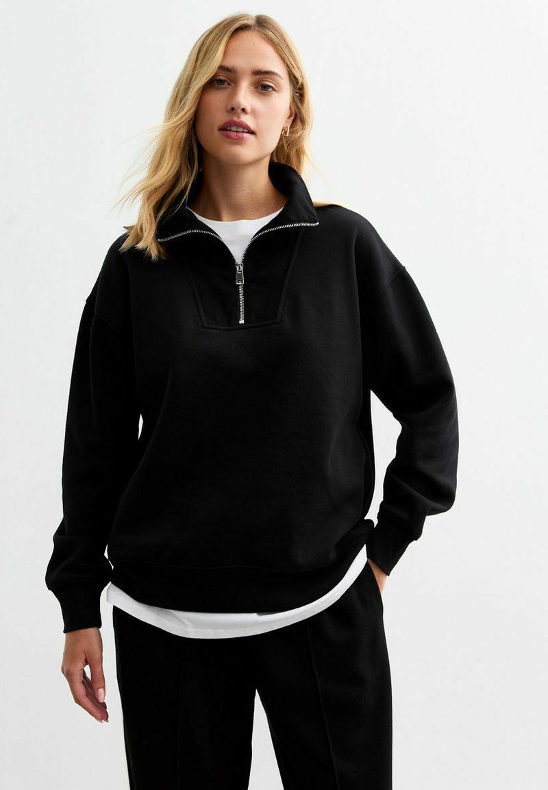 New Look - HALF ZIP  - Sweatshirt - black, Enlarge