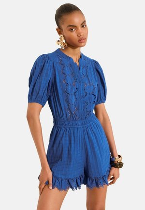 Lipsy, REGULAR FIT - BRODERIE FRILL HEM V-NECK SHORT SLEEVE PLAYSUIT . - Buksedragter - blue