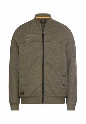 camel active SWEAT-BOMBERJACKE MIT ÄRMELTASCHE - Sweater met rits - dark olive green