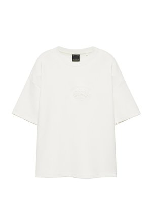 PULL&BEAR, RELAXED FIT SHORT SLEEVE WITH EMBOSSED LOGO - SWEATSHIRT - T-shirt basique - white