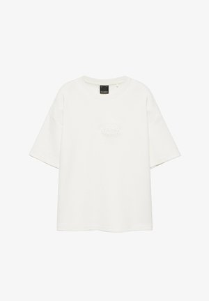 PULL&BEAR, RELAXED FIT SHORT SLEEVE WITH EMBOSSED LOGO - SWEATSHIRT - T-shirt basique - white