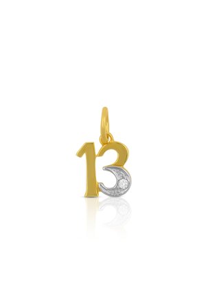 ANHÄNGER ZAHL 13 DIAMANT 0.01CT. 14X8MM - Ciondolo - bicolor
