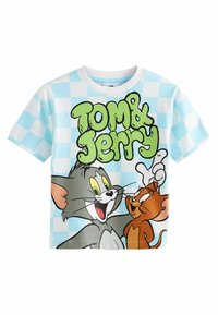 Next - TOM AND JERRY SHORT SLEEVE REGULAR FIT - Apdrukāts T-krekls - blue white check Miniatūras attēls 1