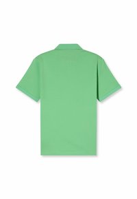 Polo-shirt à manches courtes de couleur vert clair uni vu de dos, avec un col et sans logos ni motifs visibles.
