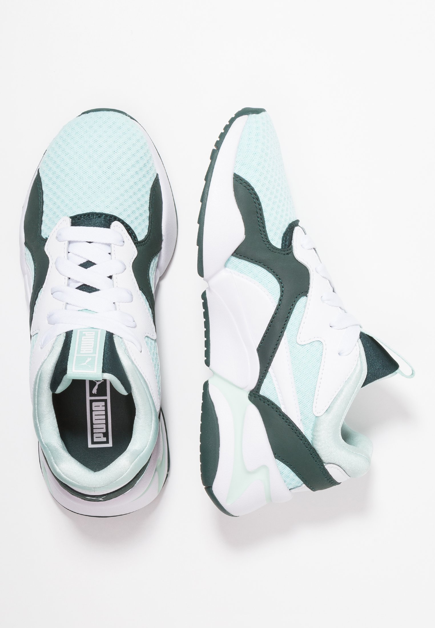 puma nova 90's block white and pink trainers