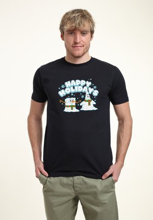 Henry Tiger SPONGEBOB SQUAREPANTS HAPPY HOLIDAYS SNOWMEN - T-shirt z nadrukiem
