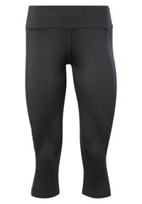 Sorte, korte, atletiske leggings med høj talje, flade sømme og bred linning, designet til en tæt pasform.