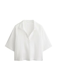 OVERSIZE SHORT-SLEEVED LINEN - Bluse - white