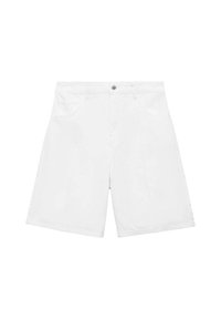 STRAIGHT-FIT HIGH-WAIST BERMUDA - Jeans Shorts - white