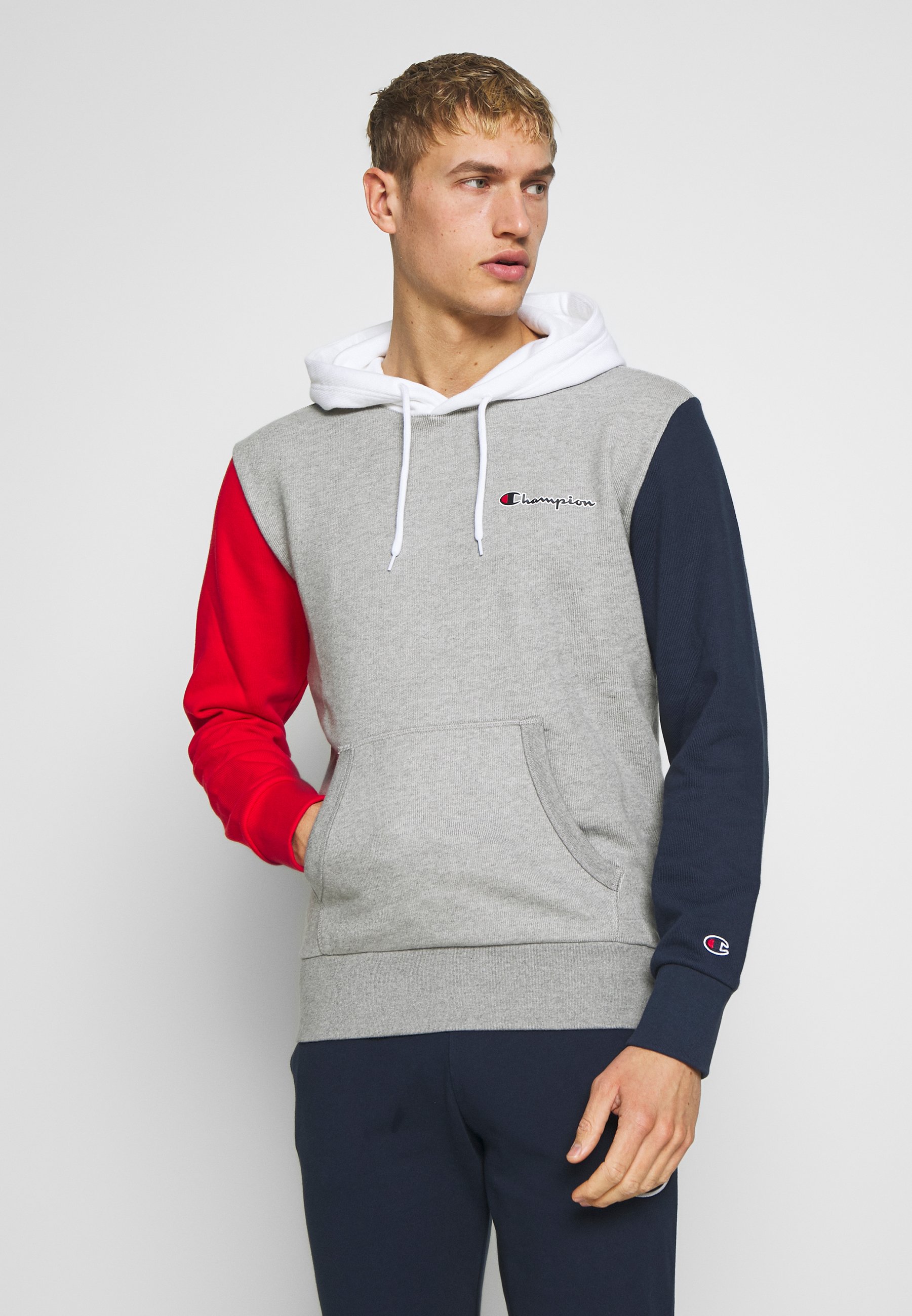 Champion ROCHESTER TEAM HOODED Hoodie greygrå Zalando.no Champion ROCHESTER TEAM HOODED - Hoodie - blue/red/green/grey melange