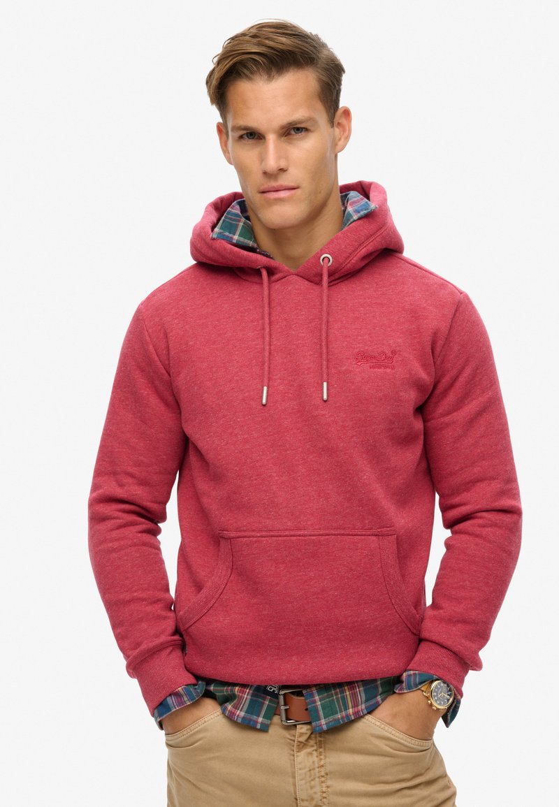 Superdry & Co ESSENTIAL LOGO - Jersey con capucha - berry red marl