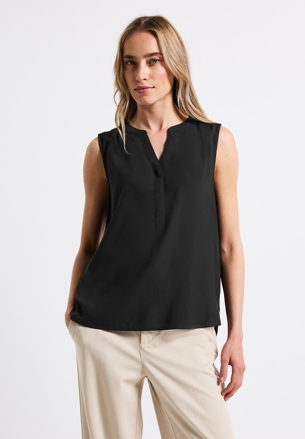 SPLIT NECK - Bluse - schwarz