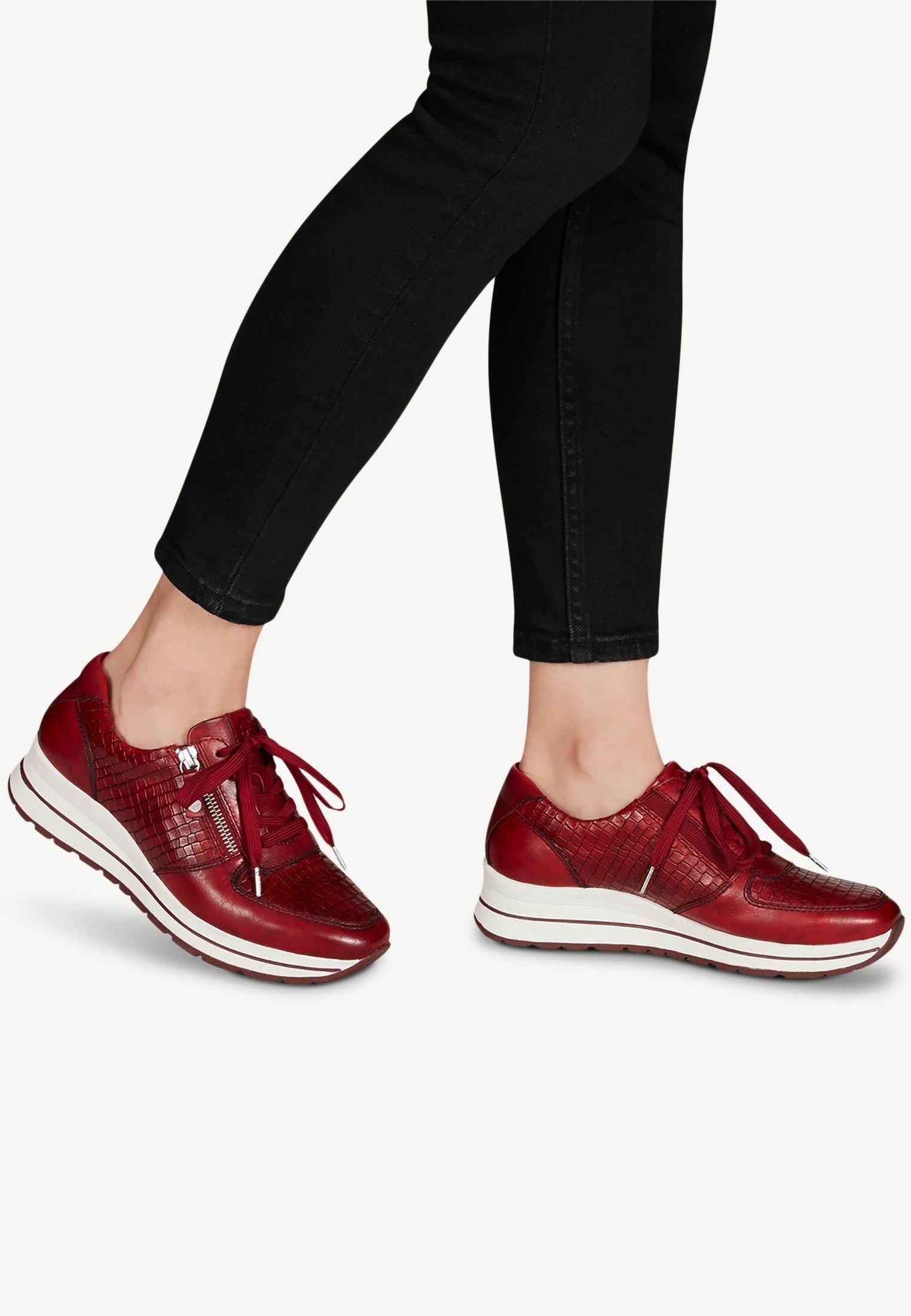 Tamaris Pure Relax LACE UP - Sneakers laag - scarlet/croco/Rood - Zalando.nl
