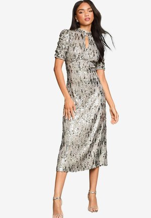 Lipsy SEQUIN UNDERBUST KEYHOLE MIDI - Juhlamekko - silver