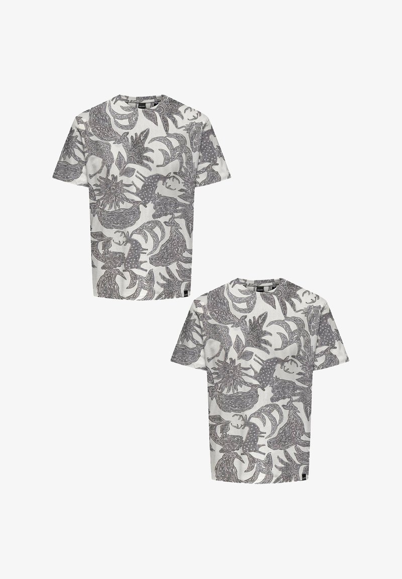 Only & Sons 2ER-PACK RUNDHALS KURZARM - T-Shirt print - weiß