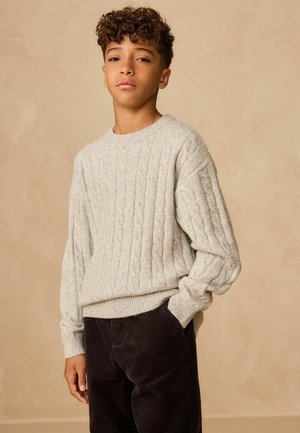 Next, REGULAR FIT - CABLE CREW NECK - Striktrøje - grey