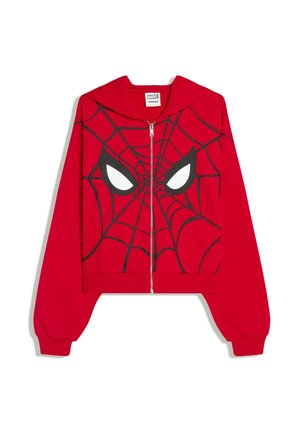 Bershka, SPIDER-MAN PRINT HOODED SWEATSHIRT - Sweat zippé - red