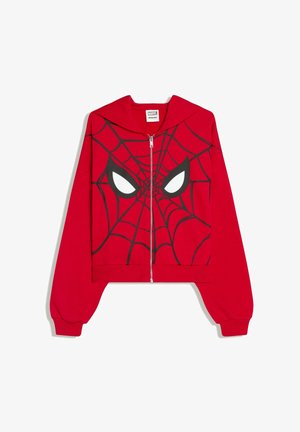 Bershka, SPIDER-MAN PRINT HOODED SWEATSHIRT - Sweat zippé - red
