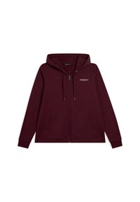 Felpa con zip di colore bordeaux, dotata di tasche frontali, cappuccio con coulisse e logo "FREDDY" sulla parte sinistra del petto.
