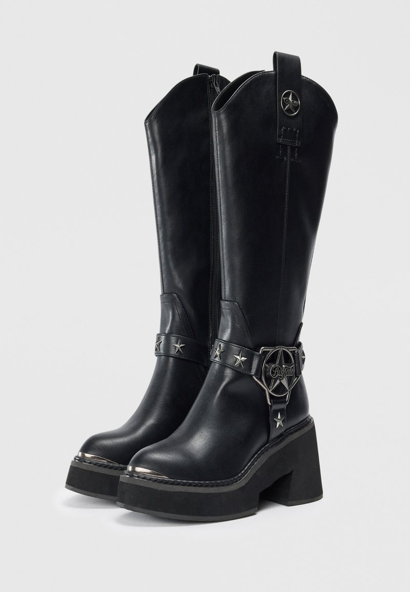 mtng Bottes de cowboy / motard - mottled black/noir