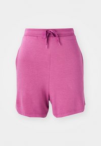 Φουξία αθλητικά σορτς με υφασμάτινη υφή, ελαστική μέση με κορδόνι και πλαϊνές τσέπες.