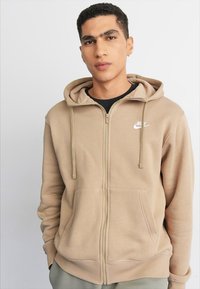 Nike Sportswear M CLUB HOODIE FZ BB - Camisola com fecho - khaki khaki white