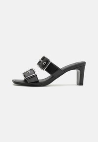 LEATHER - Heeled mules - black