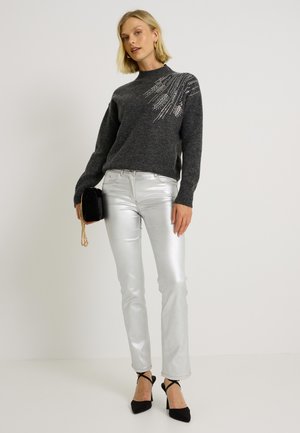 DROIT ENDUIT ESTELE - Jean slim - argenté