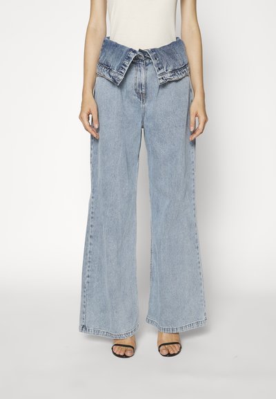 ROKH FLAP DETAILED TROUSERS - Wide leg - light blue