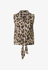 BLOUSE TOP WITH BOWLING-COLLAR AND KNOT - Débardeur - timeless beige