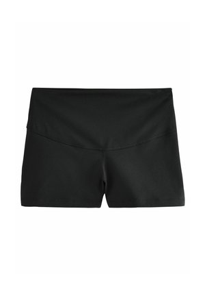 Zwarte sportshorts gemaakt van rekbare stof, met een soepele tailleband en een eenvoudig ontwerp zonder zichtbare patronen of hardware.
