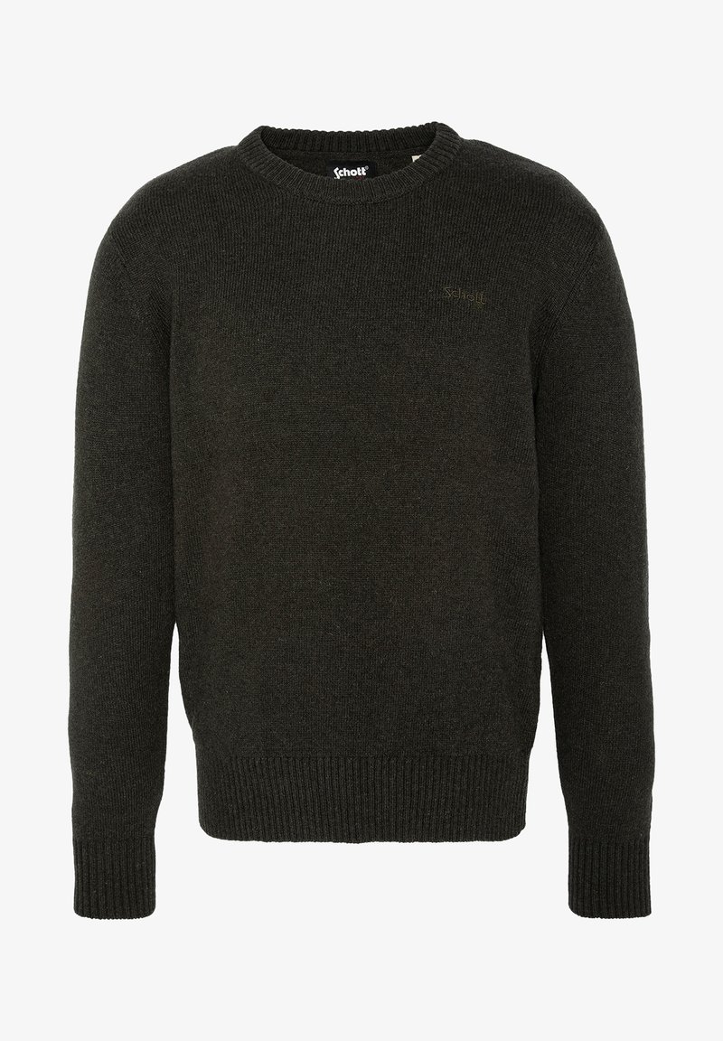 Schott PULL COL ROND - Strickpullover - kaki foncé